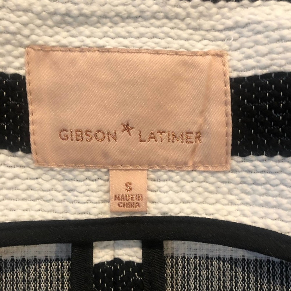 Gibson & Latimer NWT Black White Tan Brown Striped Moto Jacket Small - Picture 11 of 14